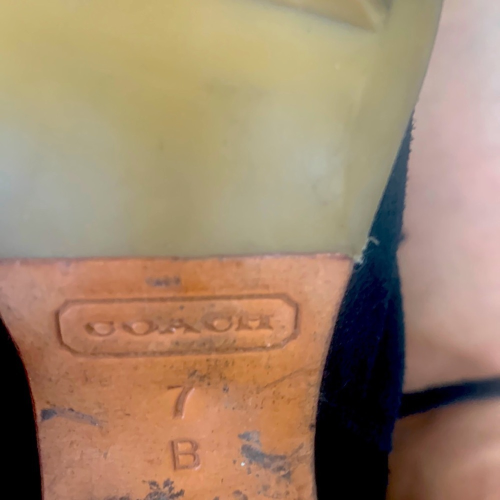 Coach Suede Black Ankle Booties with Gold Eyelets - Picture 2 of 4